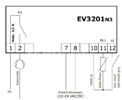 Ev3201N3 Tek Röleli 12-24 V Dijital Termostat